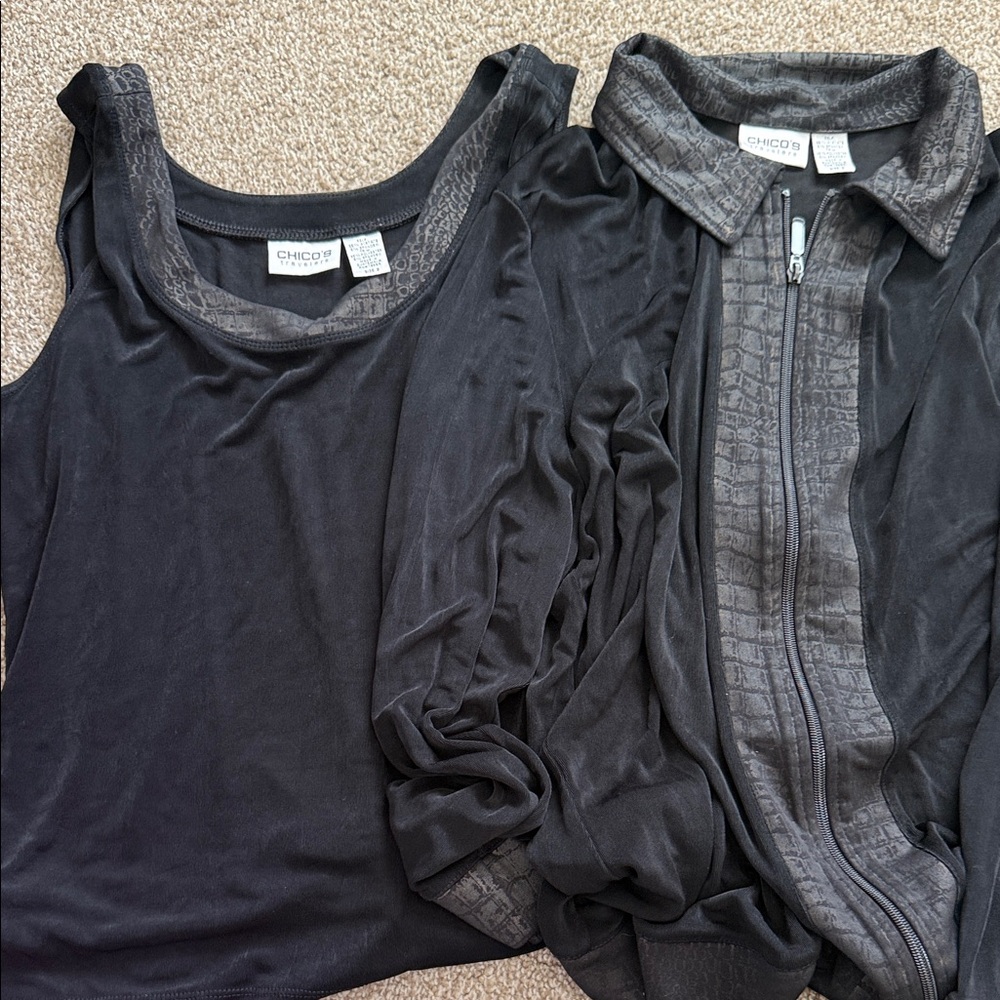 Chico's Black and Gray Tank Top with Jacket